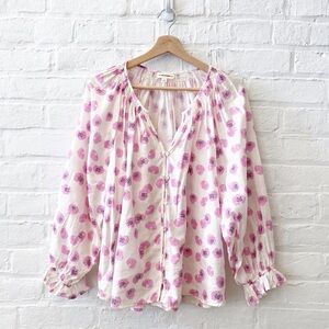 ⭐️ 2 for $25 • ee:some || Poppy Floral Print Long Sleeve Swing Top White Large